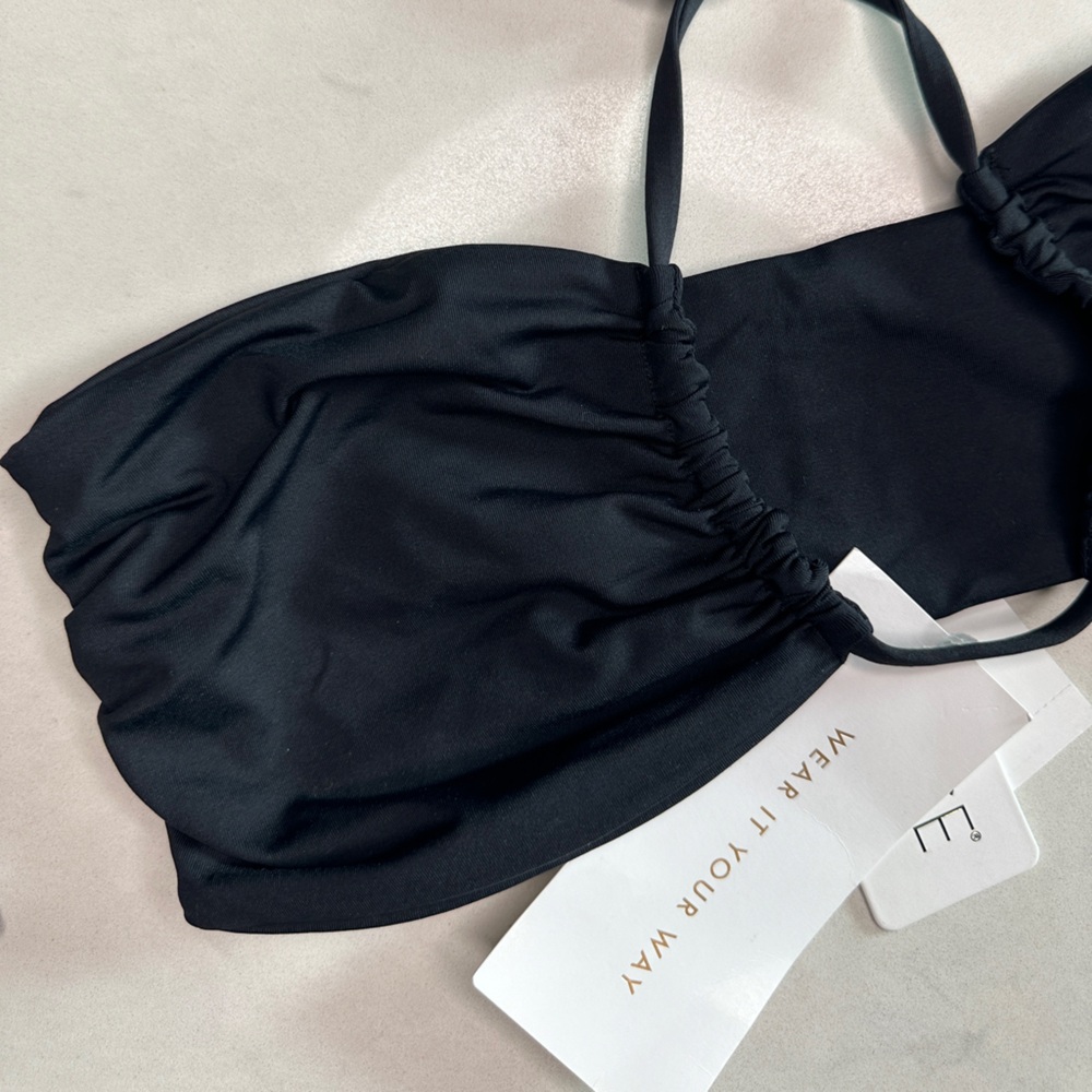 L*Space Dawn Amal Black Bikini Set | Strapless Bandeau + Side-Tie Bottom | NWT M - Picture 14 of 15